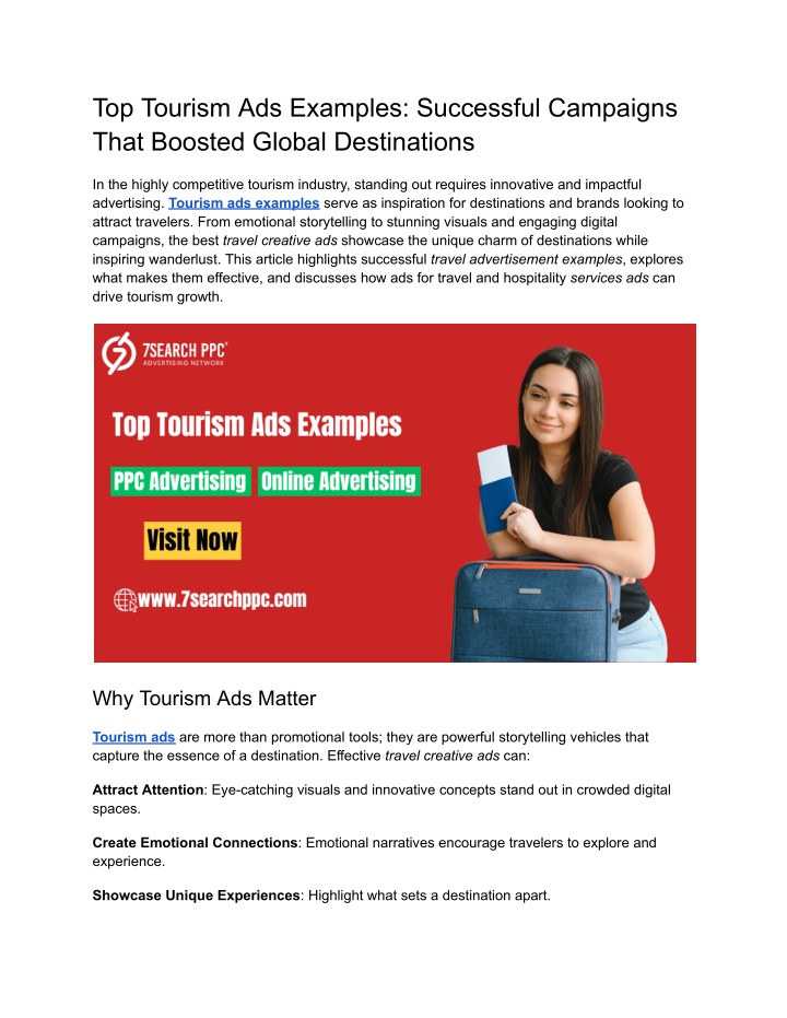 top tourism ads examples successful campaigns