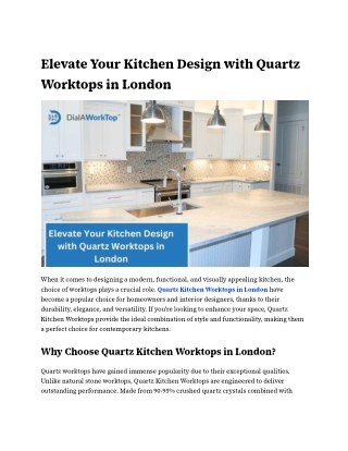 Elevate Your Kitchen Design with Quartz Worktops in London