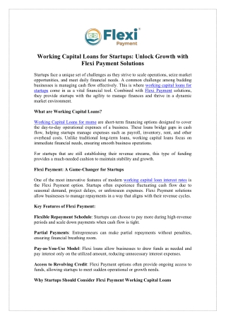 Working Capital Loans for Startups - FlexiPayment