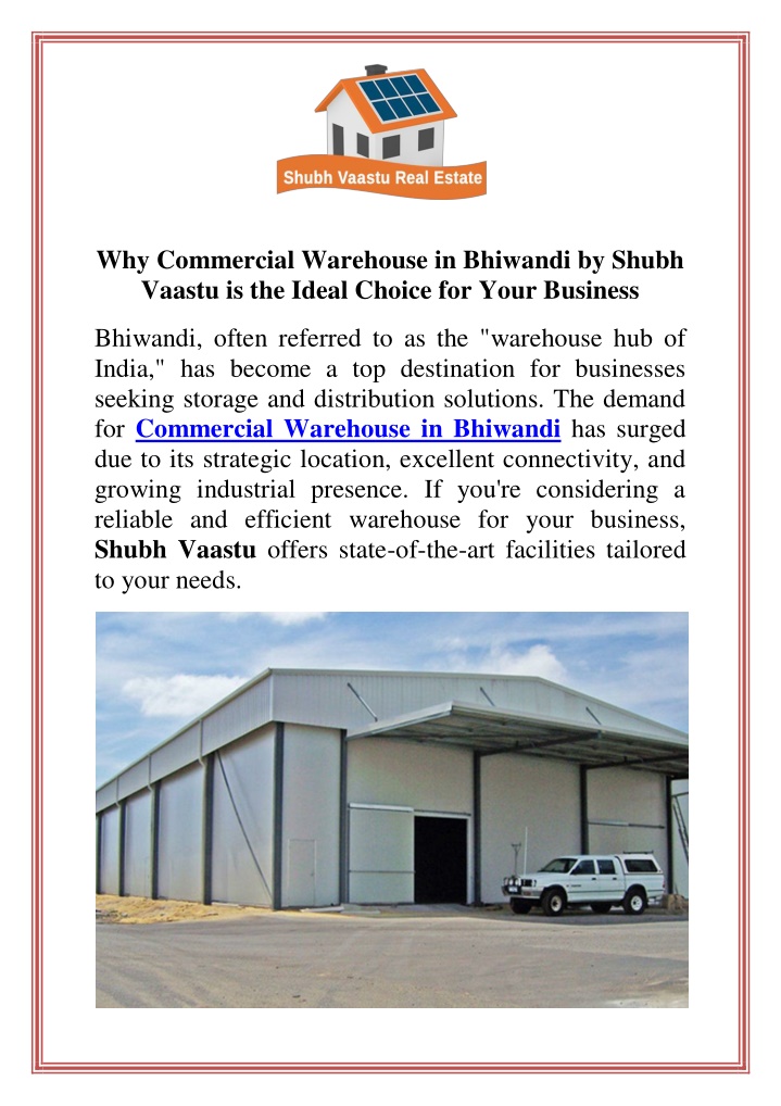 why commercial warehouse in bhiwandi by shubh