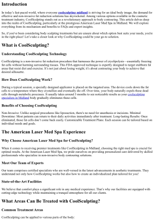 Introducing Med Spa CoolSculpting: Midland’s Best Non-Invasive Fat Reduction Sol