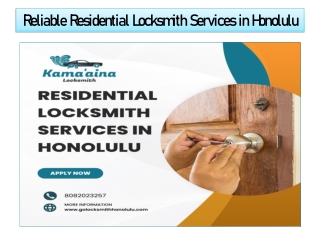 Reliable Residential Locksmith Services in Honolulu