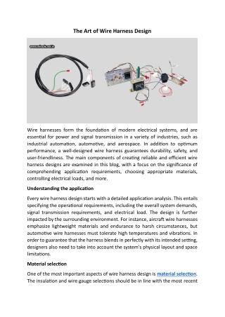 The Art Of Wire Harness Design