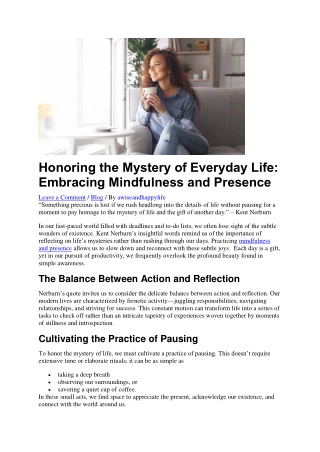 honoring the mystery of everyday life embracing