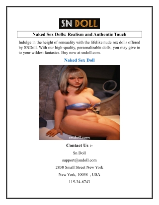 Naked Sex Dolls Realism and Authentic Touch