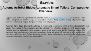 Automatic Toilet Bidets Automatic Smart Toilets  Comparative Overview