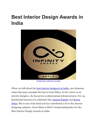 Best Interior Design Awards in India