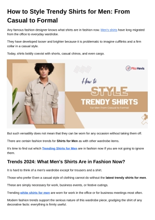 How to Style Trendy Shirts for Men From Casual to Formal