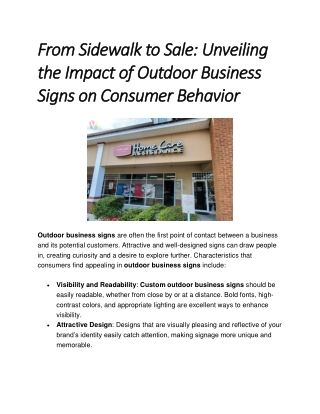 From Sidewalk to Sale Unveiling the Impact of Outdoor Business Signs on Consumer Behavior