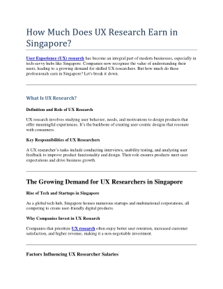 How Much Does UX Research Earn in Singapore