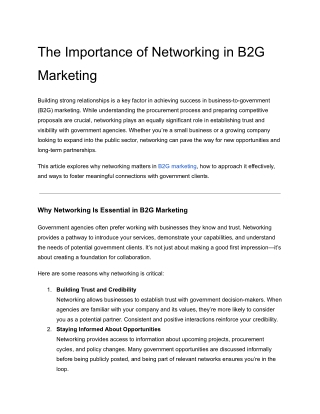 the importance of networking in b2g