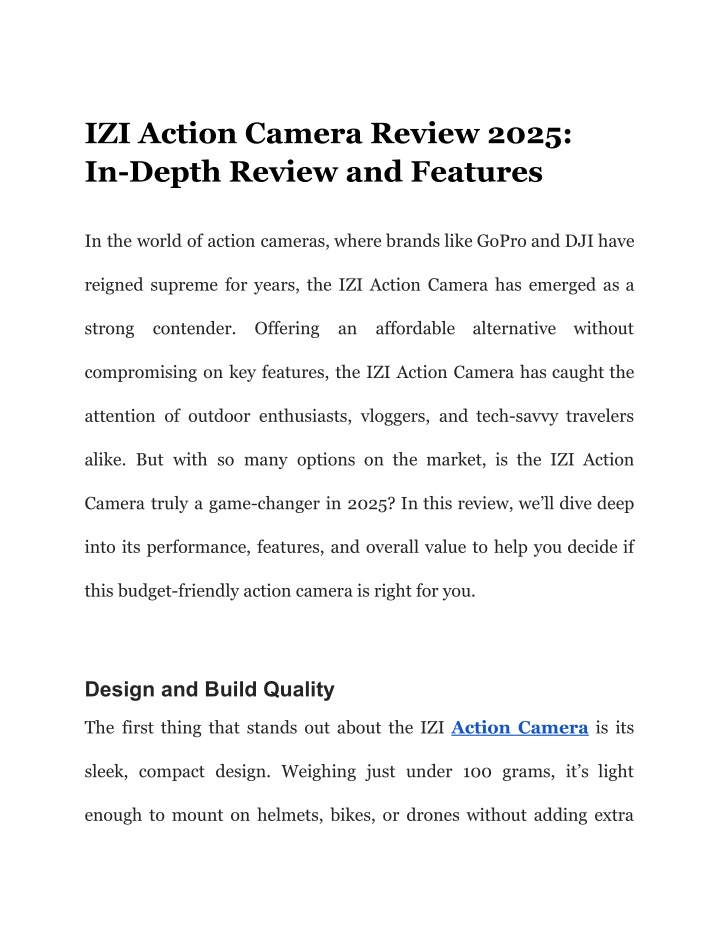 izi action camera review 2025 in depth review