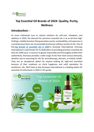 Top Essential Oil Brands of 2024