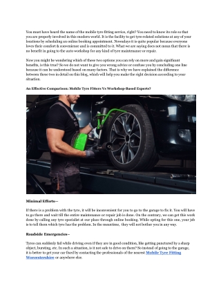 Is Mobile Tyre Fitting More Reliable than Auto Workshop Service