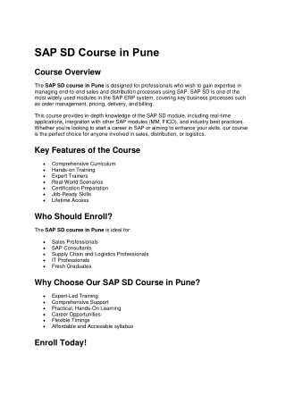 sap sd course in pune