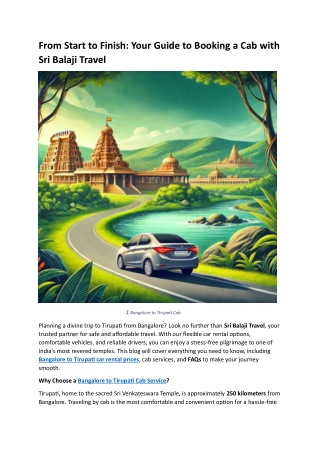 From Start to Finish- Your Guide to Booking a Cab with Sri Balaji Travel