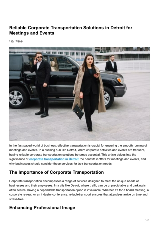 Reliable Corporate Transport Solutions in Detroit for Meetings and Event