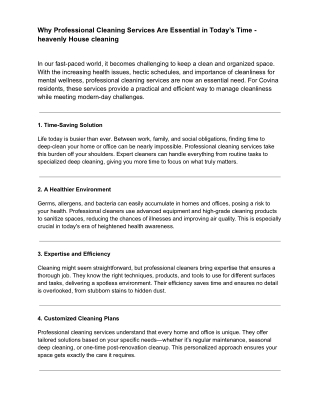 Why Professional Cleaning Services Are Essential in Today’s Time - heavenly House cleaning