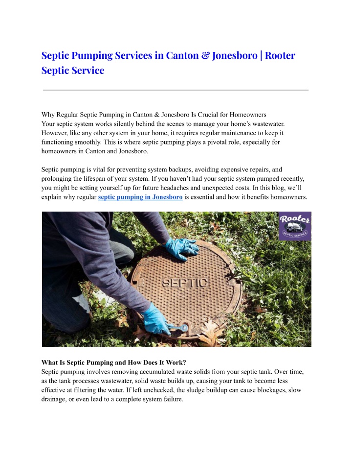 septic pumping services in canton jonesboro