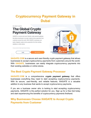 Cryptocurrency Payment Gateway in Dubai