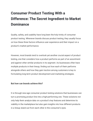 consumer product testing with a difference