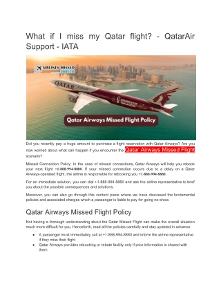 What if I miss my Qatar flight? - QatarAir Support - IATA