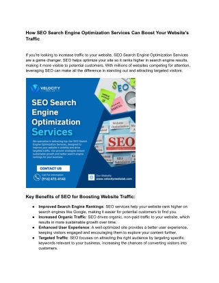 how seo search engine optimization services