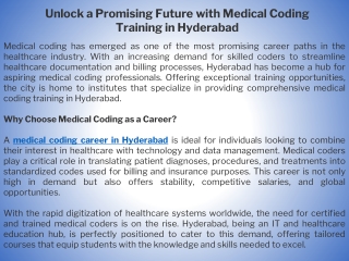 Unlock a Promising Future with Medical Coding Training in Hyderabad