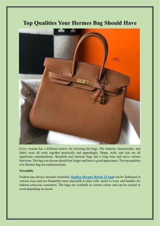 Top Qualities Your Hermes Bag Should Have