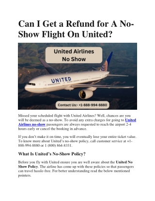 Can I Get a Refund for A No-Show Flight On United