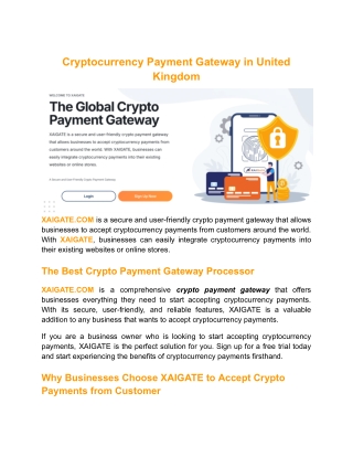 Cryptocurrency Payment Gateway in United Kingdom