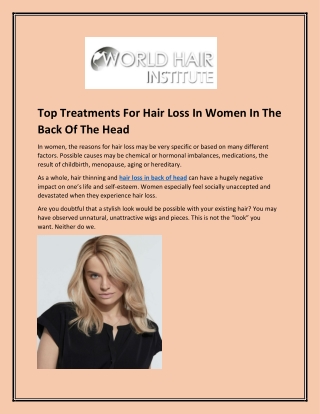 Top Treatments For Hair Loss In Women In The Back Of The Head