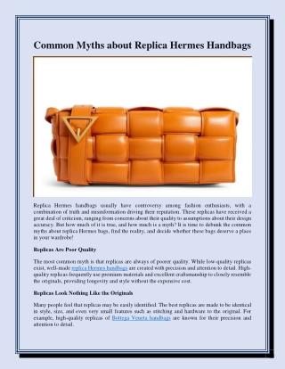 Common Myths about Replica Hermes Handbags