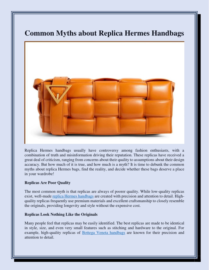 common myths about replica hermes handbags