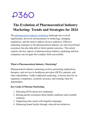 The Evolution of Pharmaceutical Industry Marketing: Trends and Strategies for 20