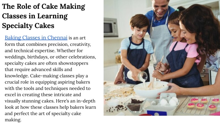 the role of cake making classes in learning