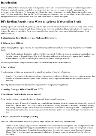 DIY Roofing Repairs: When to Handle It Yourself in Breda