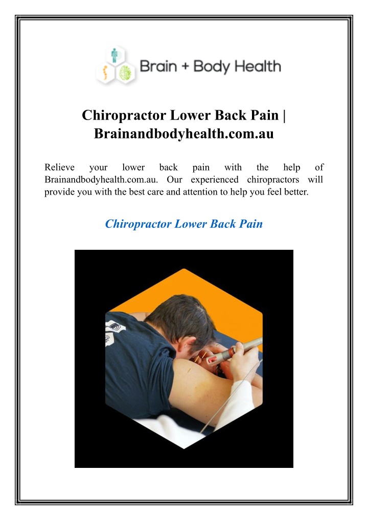 chiropractor lower back pain brainandbodyhealth