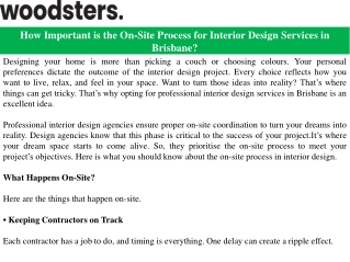 How Important is the On-Site Process for Interior Design Services in Brisbane?