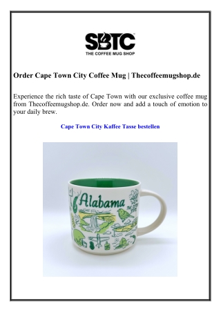 Order Cape Town City Coffee Mug  Thecoffeemugshop.de