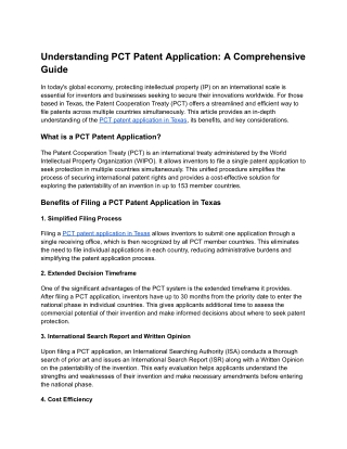 understanding pct patent application