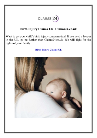 Birth Injury Claims Uk  Claims24.co.uk