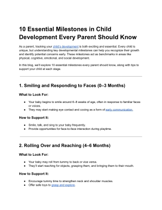 10 Essential Milestones in Child Development Every Parent Should Know