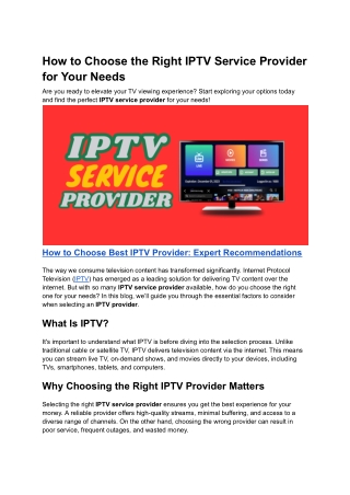 how to choose the right iptv service provider