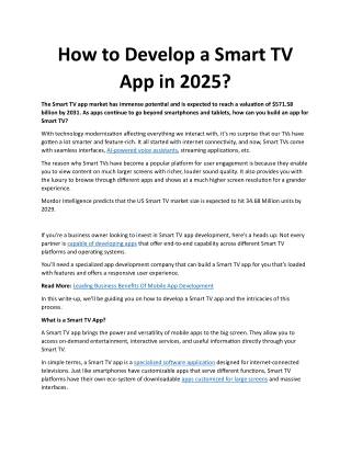 How to Develop a Smart TV App in 2025