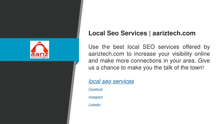 local seo services aariztech com use the best