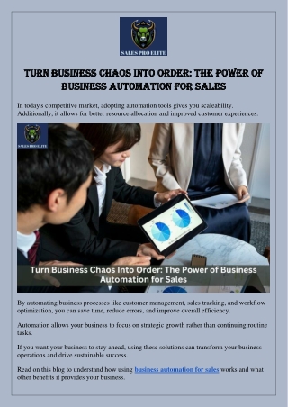 Turn Business Chaos Into Order: The Power of Business Automation for Sales