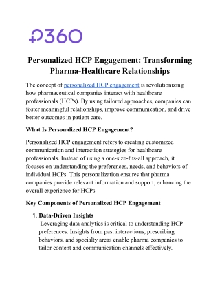 Personalized HCP Engagement: Transforming Pharma-Healthcare Relationships