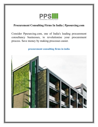 procurement consulting firms in india ppsourcing