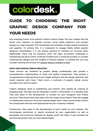 GUIDE TO CHOOSING THE RIGHT GRAPHIC DESIGN COMPANY FOR YOUR NEEDS